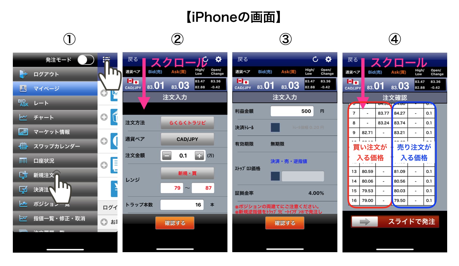 トラリピの注文方法(スマホ)