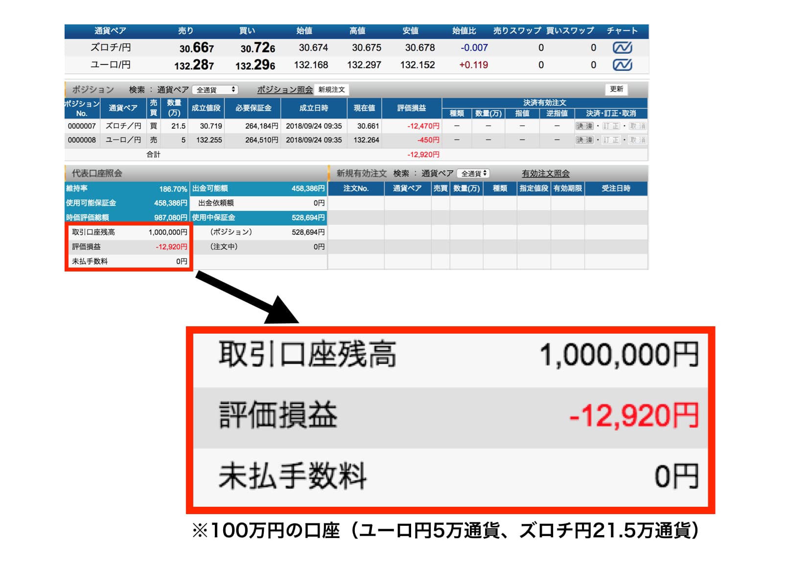 取引画面